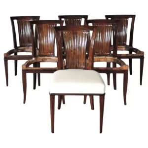 A Set of Six French Art Deco Mahogany Dining Chairs by Gaston Poisson