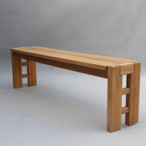 French 1970s Elm Bench by Maison Regain