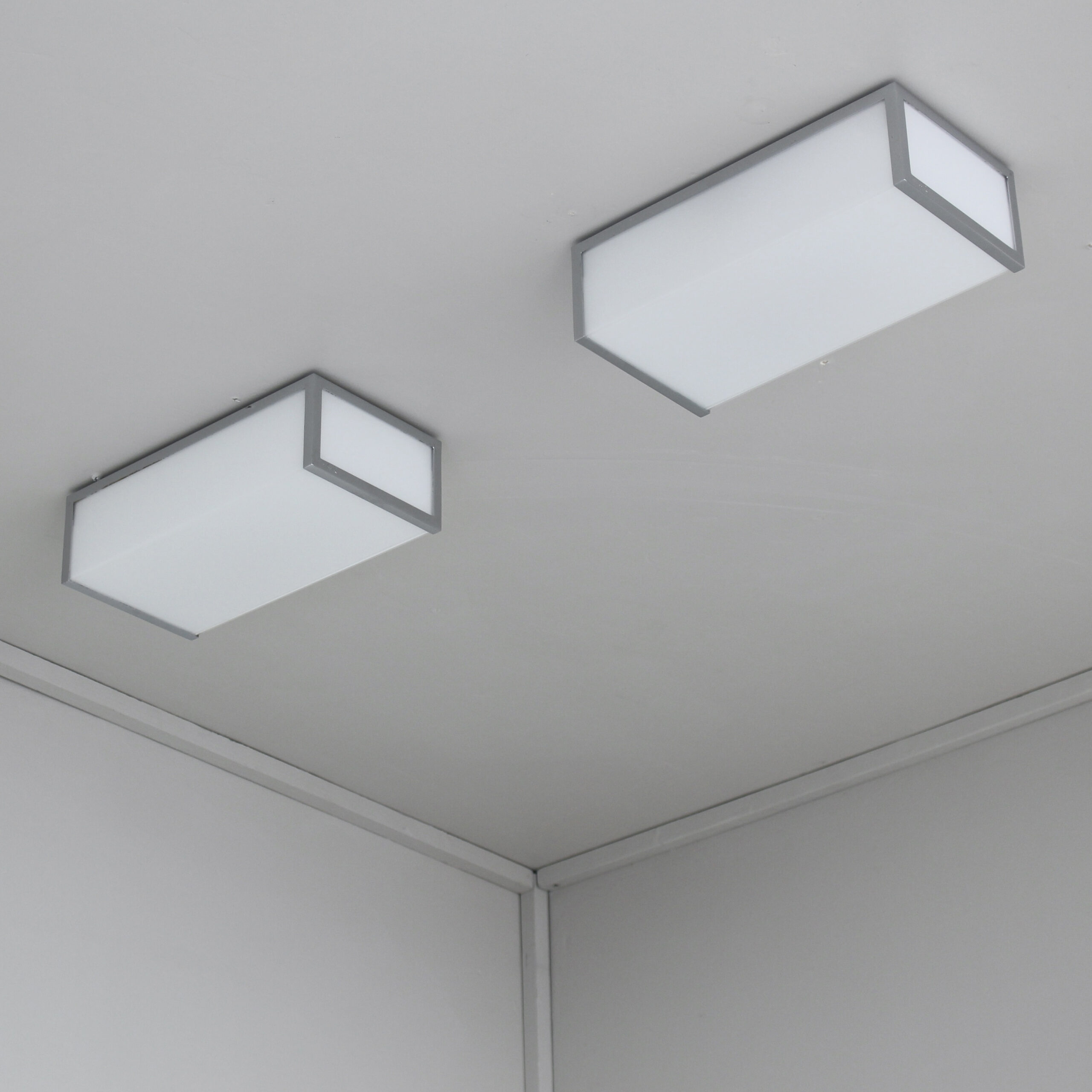 Pair of Small Fine 1960s Rectangular Flush Mounts Ceiling Lights by Atelier Perzel - Image 3
