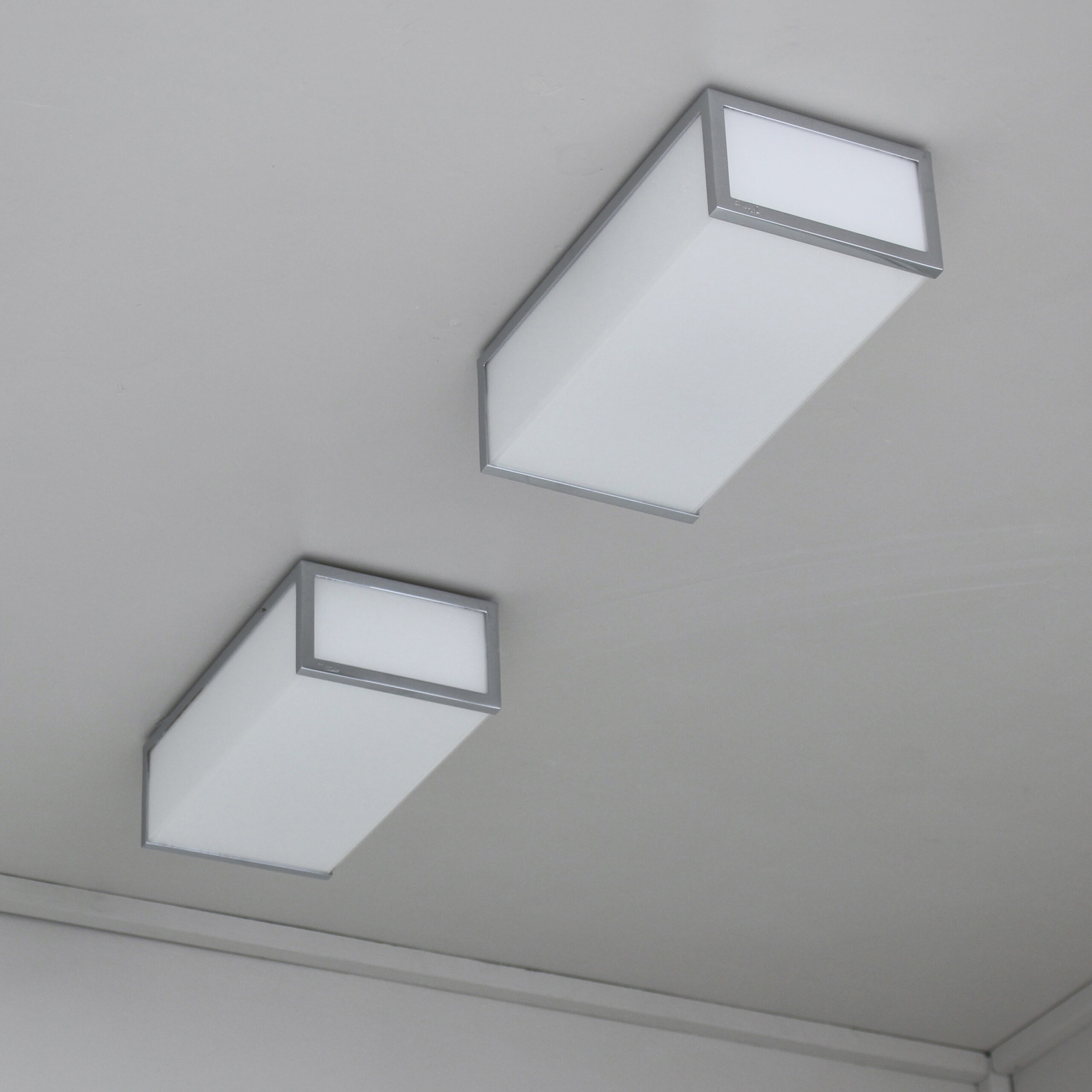 Pair of Small Fine 1960s Rectangular Flush Mounts Ceiling Lights by Atelier Perzel - Image 2