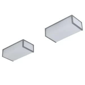 Pair of Small Fine 1960s Rectangular Flush Mounts Ceiling Lights by Atelier Perzel