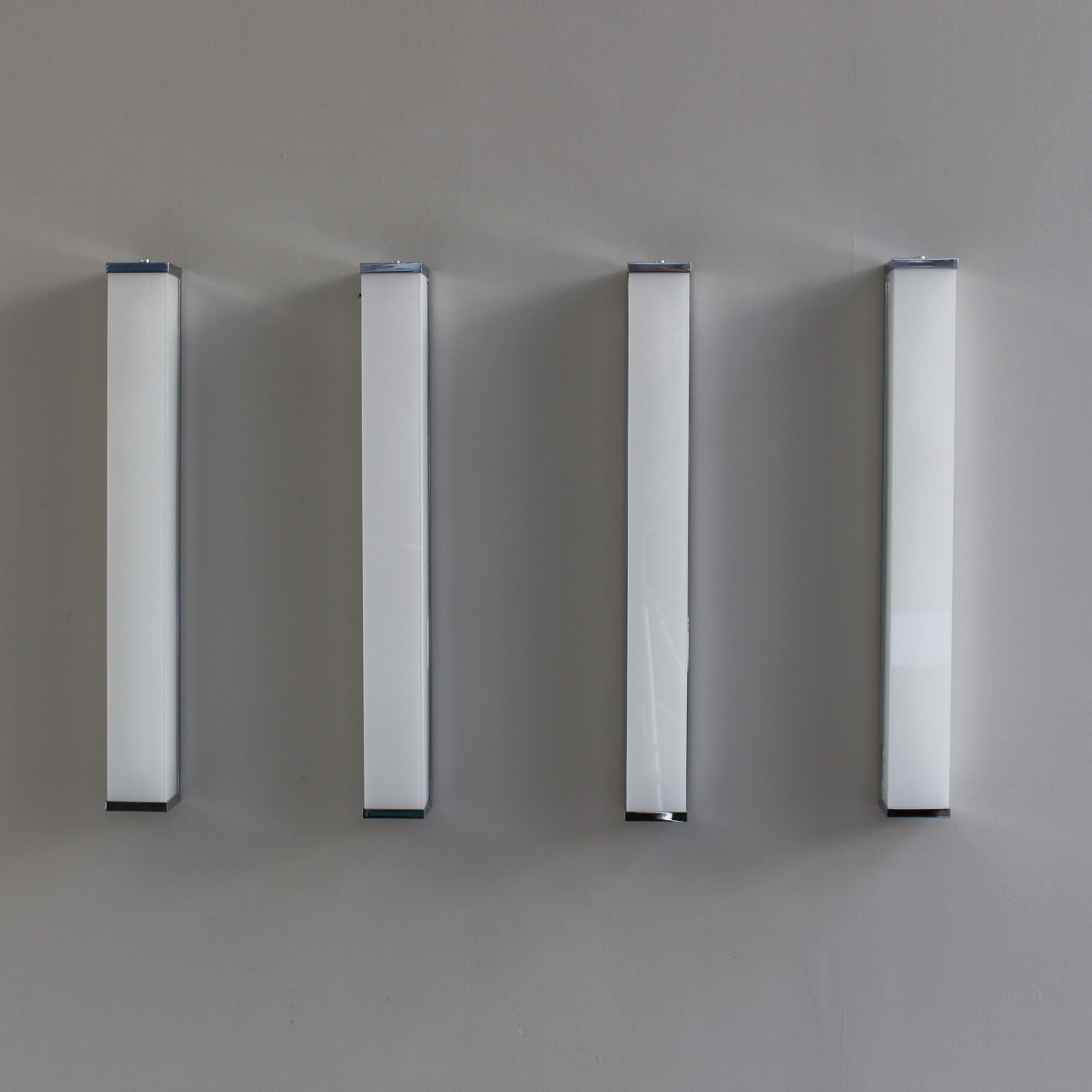 2 pairs of Fine French 1960s Glass and Nickel Chrome Sconces by Atelier Perzel - Image 12