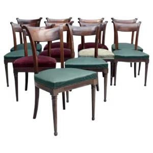 Set of 11 Fine French 1940s Mahogany Dining Chairs