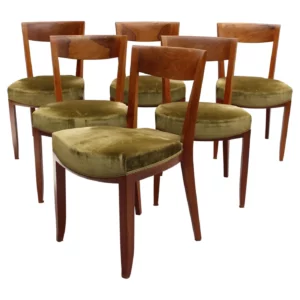 Set of 6 Fine French 1930s Dining Chairs by Jules Leleu
