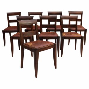 Set of 8 Fine French 1930s Mahogany Dining Chairs