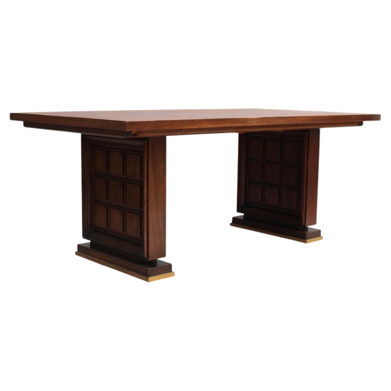 Fine French 1930s Mahogany Dining/Writing Table (8 matching chairs available)