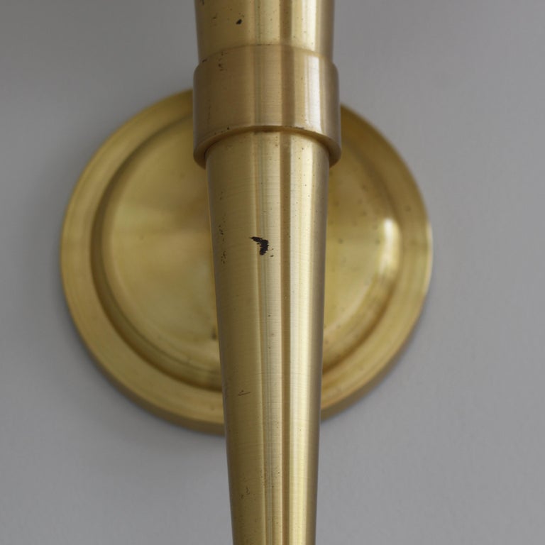 3 Fine French 1950s Glass and Bronze "Torch" Sconces by Atelier Perzel - Image 5