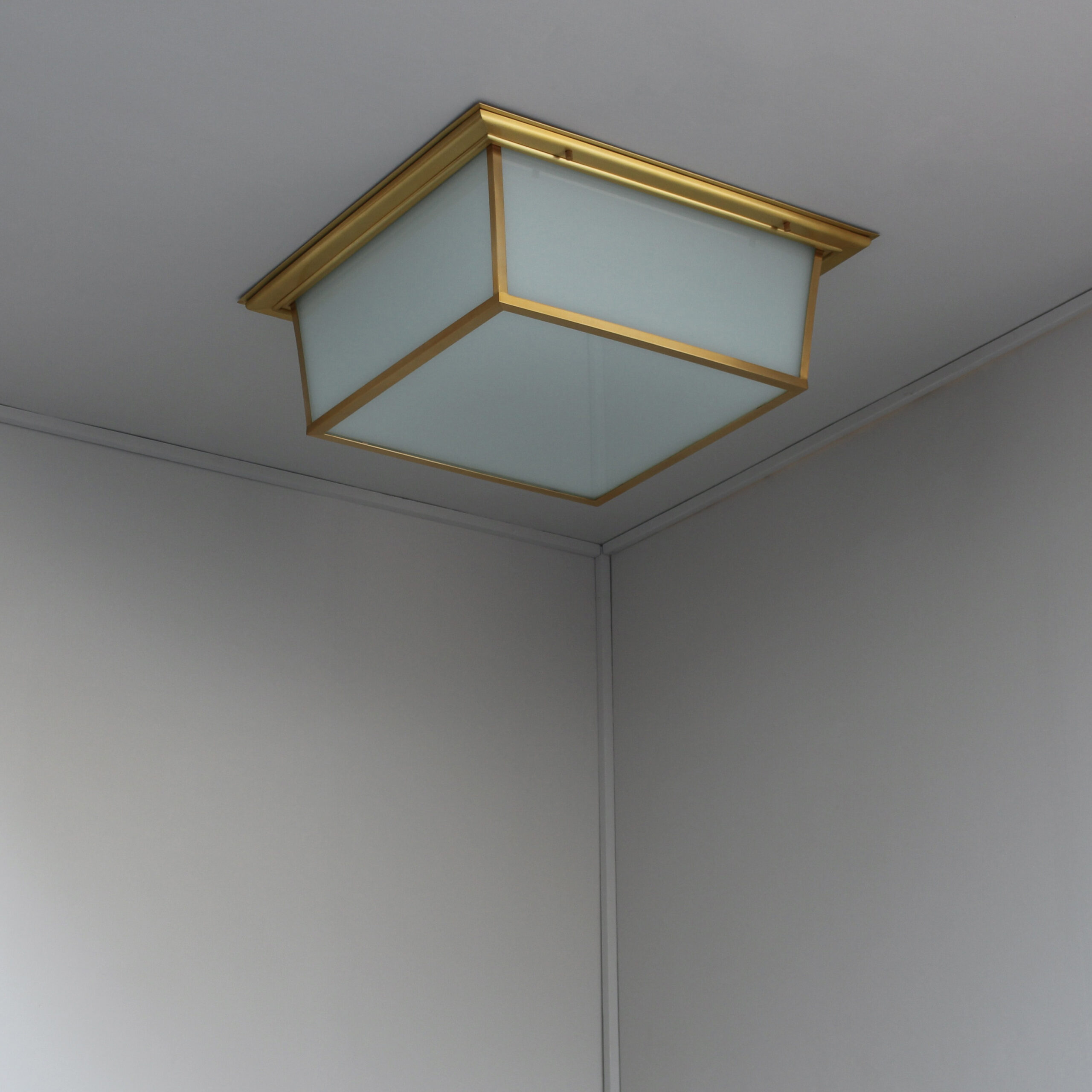 8 Large Fine French Mid-Century Bronze Flush Mounts with Saint-Gobain Glass - Image 11