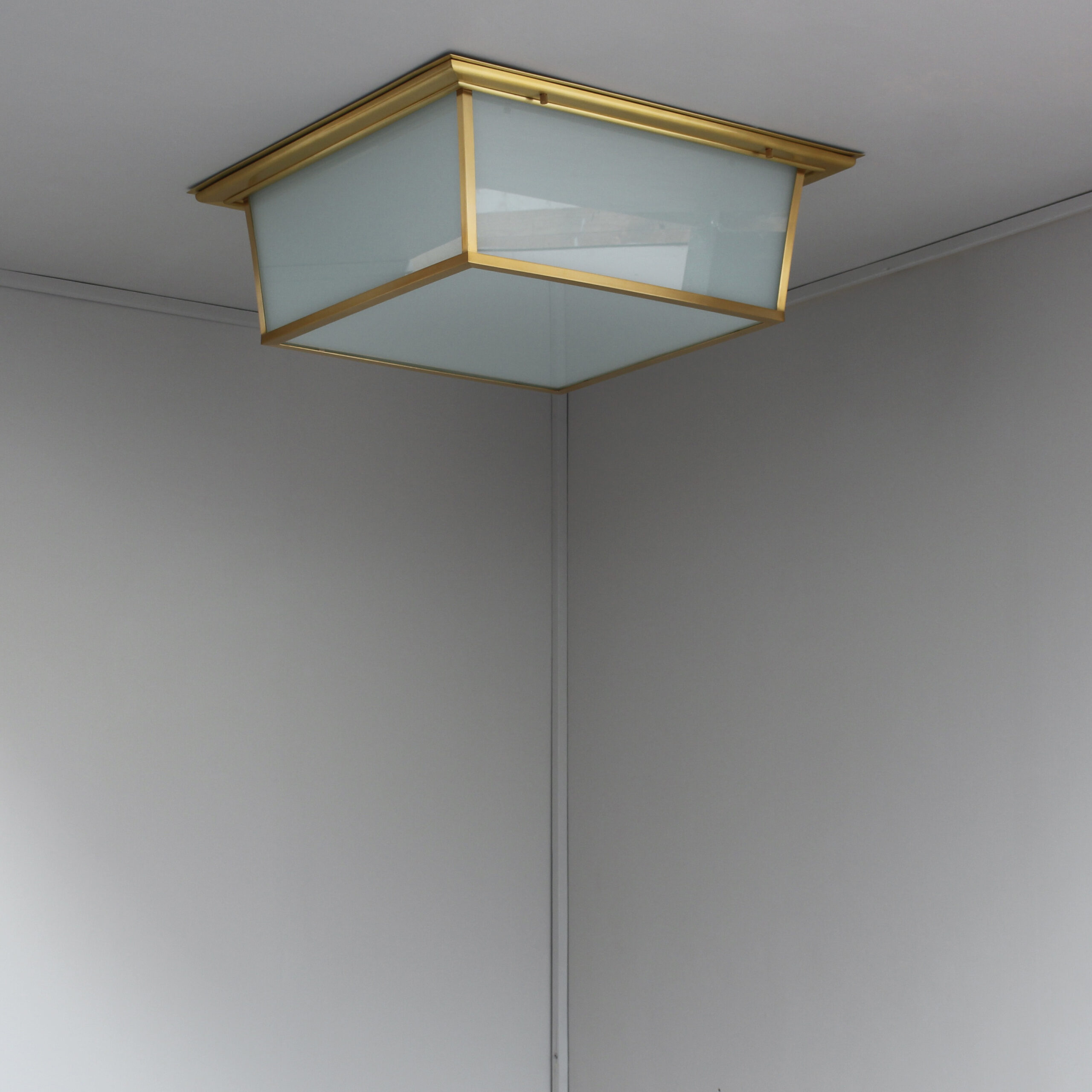 8 Large Fine French Mid-Century Bronze Flush Mounts with Saint-Gobain Glass - Image 13
