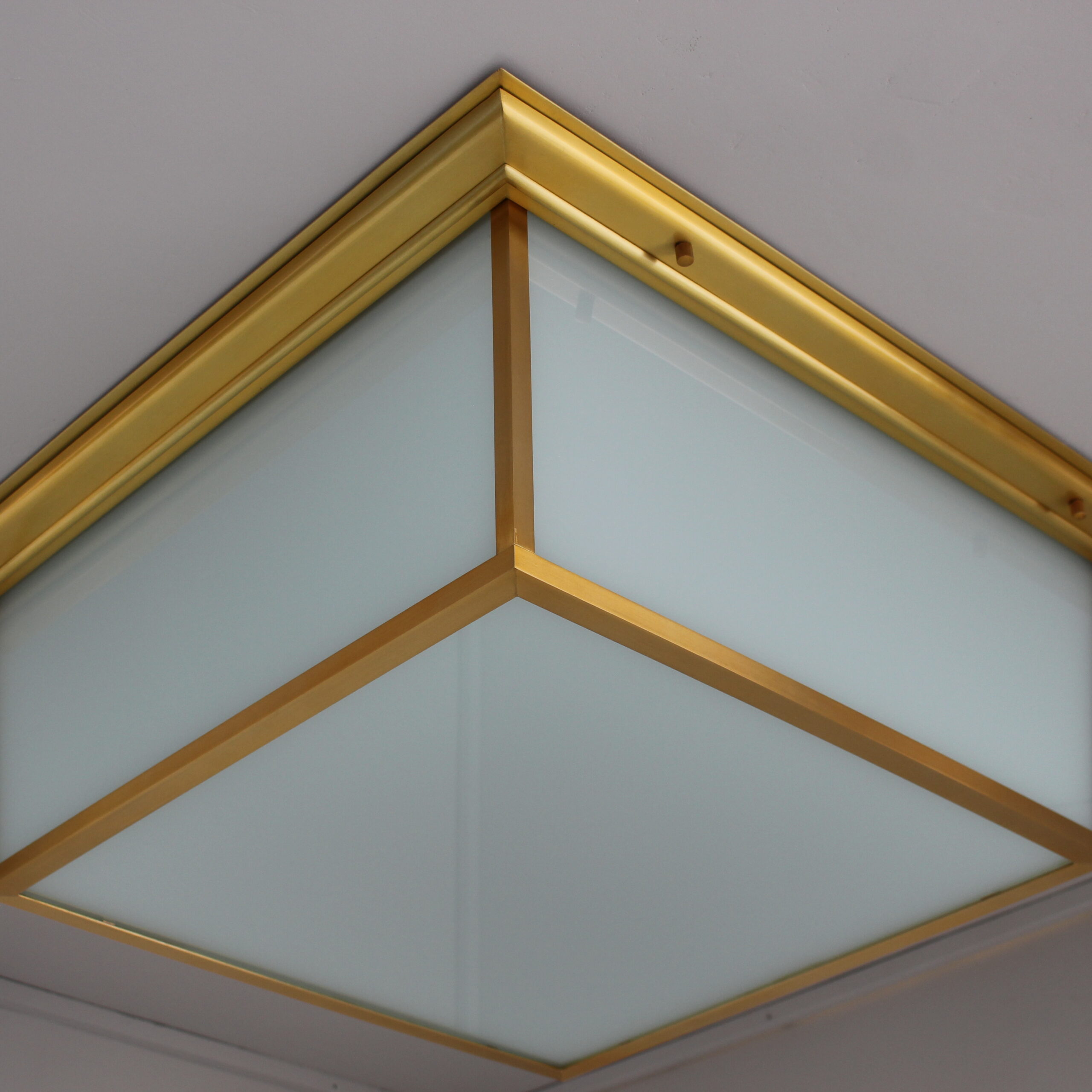 8 Large Fine French Mid-Century Bronze Flush Mounts with Saint-Gobain Glass - Image 6