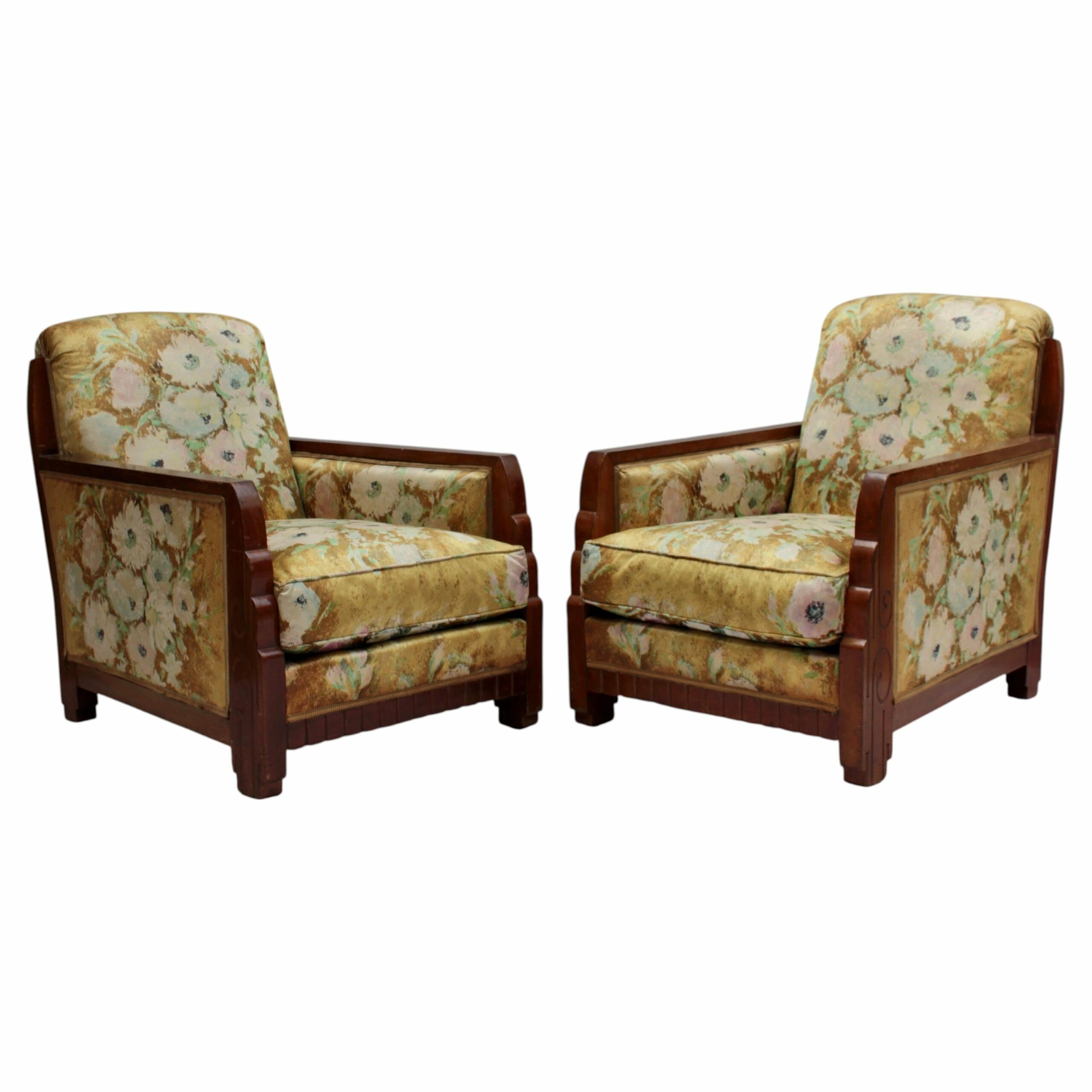 Pair of Fine French 1920's Armchairs att. to Dufrene (matching daybed available)
