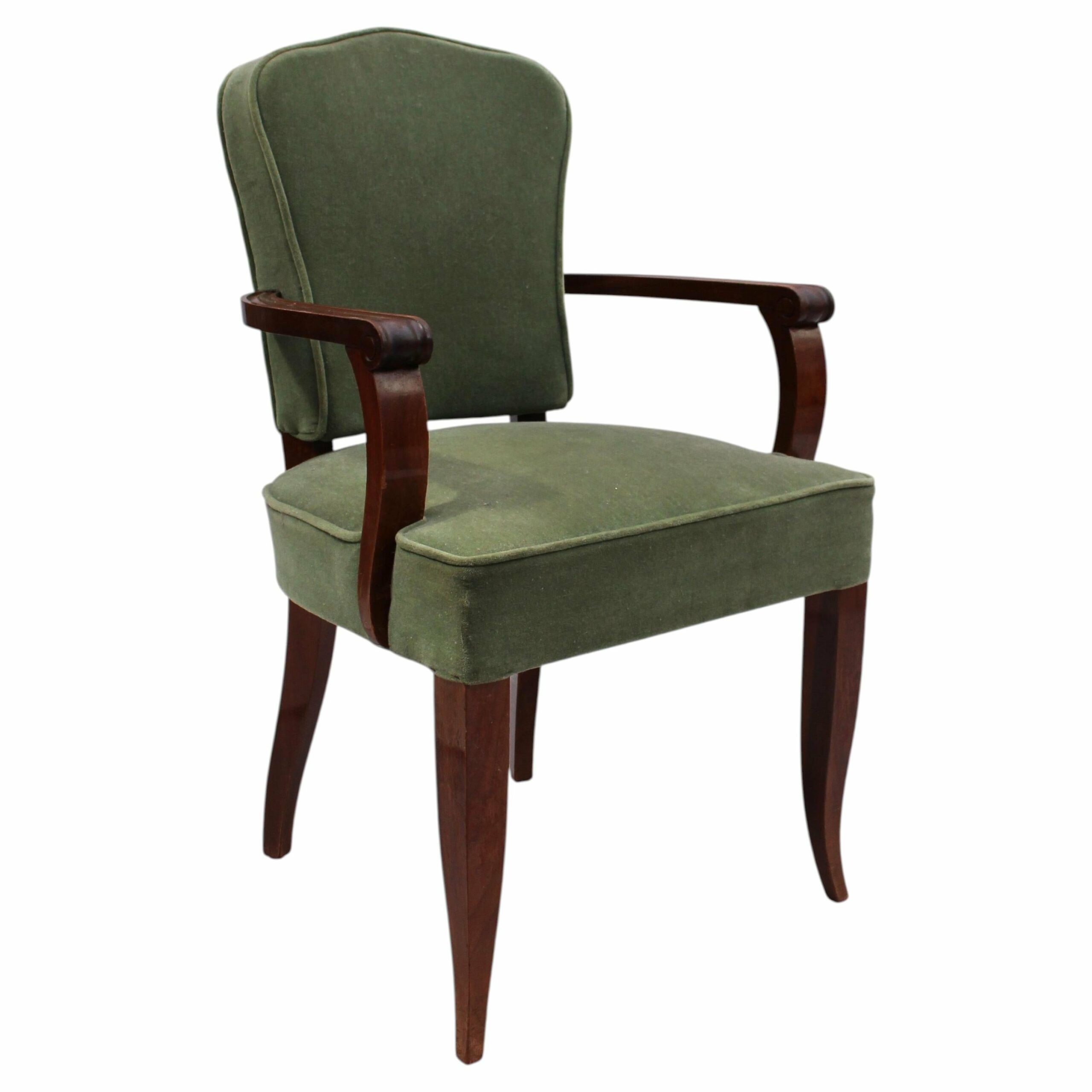 Fine French Art Deco Mahogany Armchair by Gaston Poisson