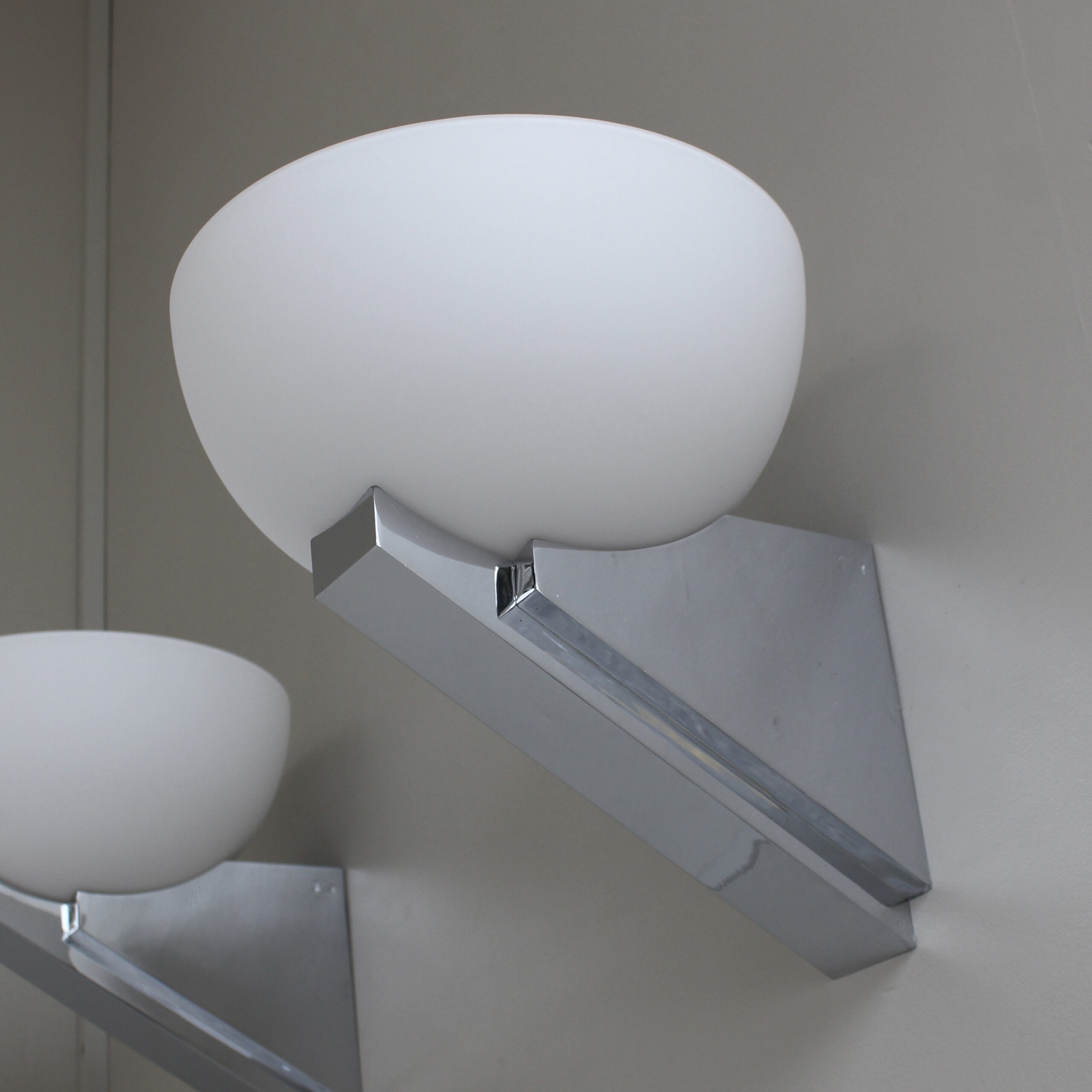 A pair of Fine French Art Deco Chrome and Glass Sconces by Jean Perzel - Image 9