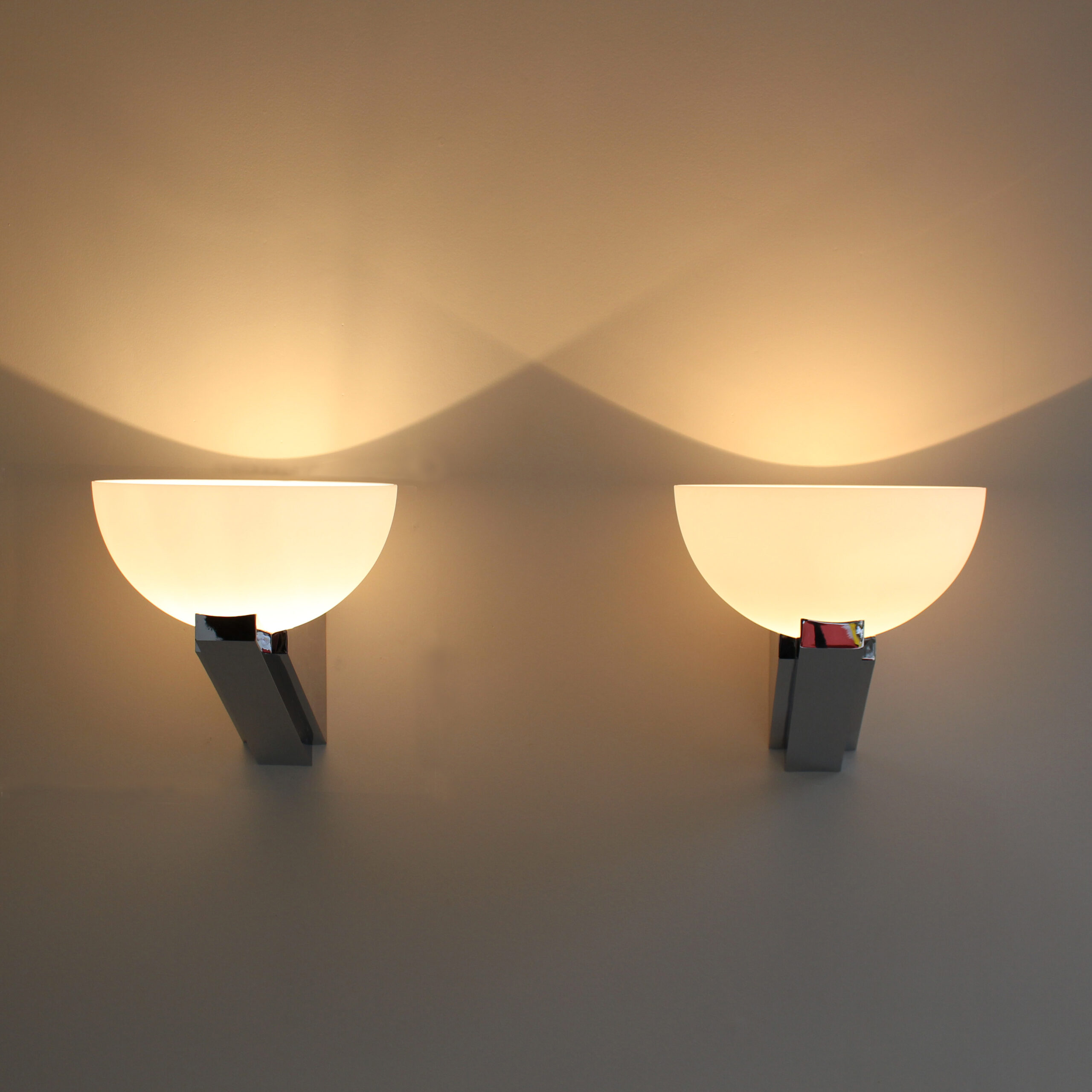 A pair of Fine French Art Deco Chrome and Glass Sconces by Jean Perzel - Image 5