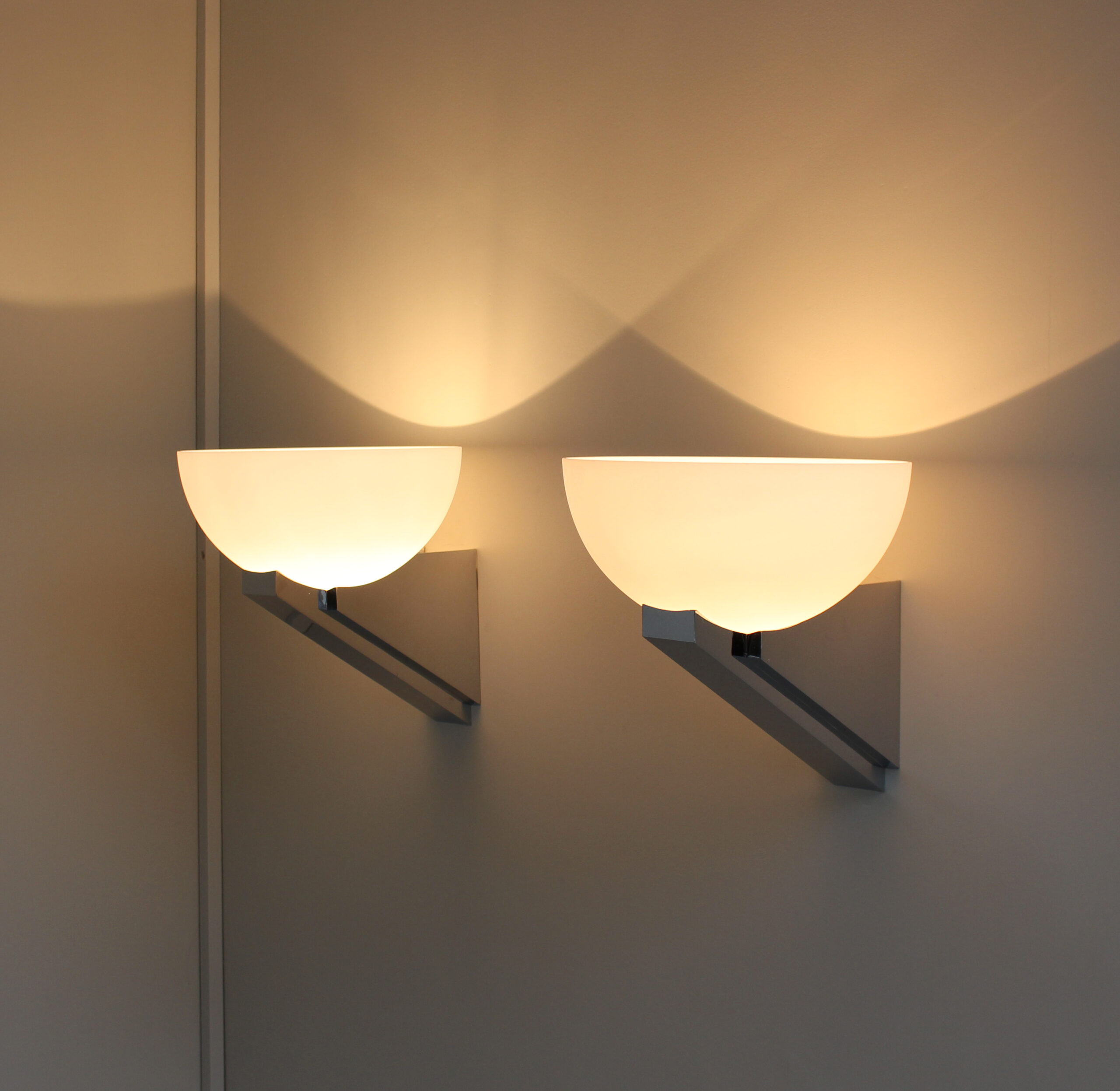 A pair of Fine French Art Deco Chrome and Glass Sconces by Jean Perzel - Image 2