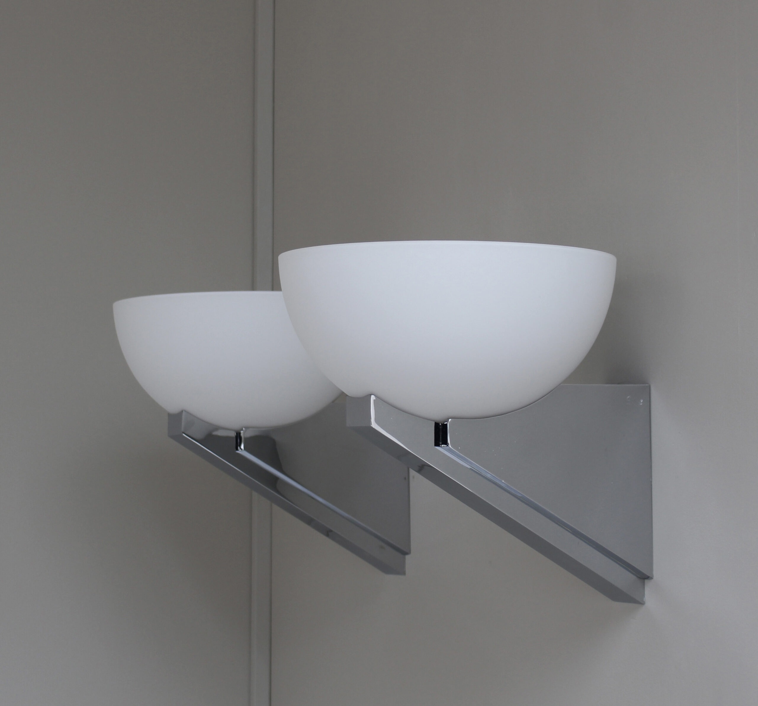 A pair of Fine French Art Deco Chrome and Glass Sconces by Jean Perzel - Image 7