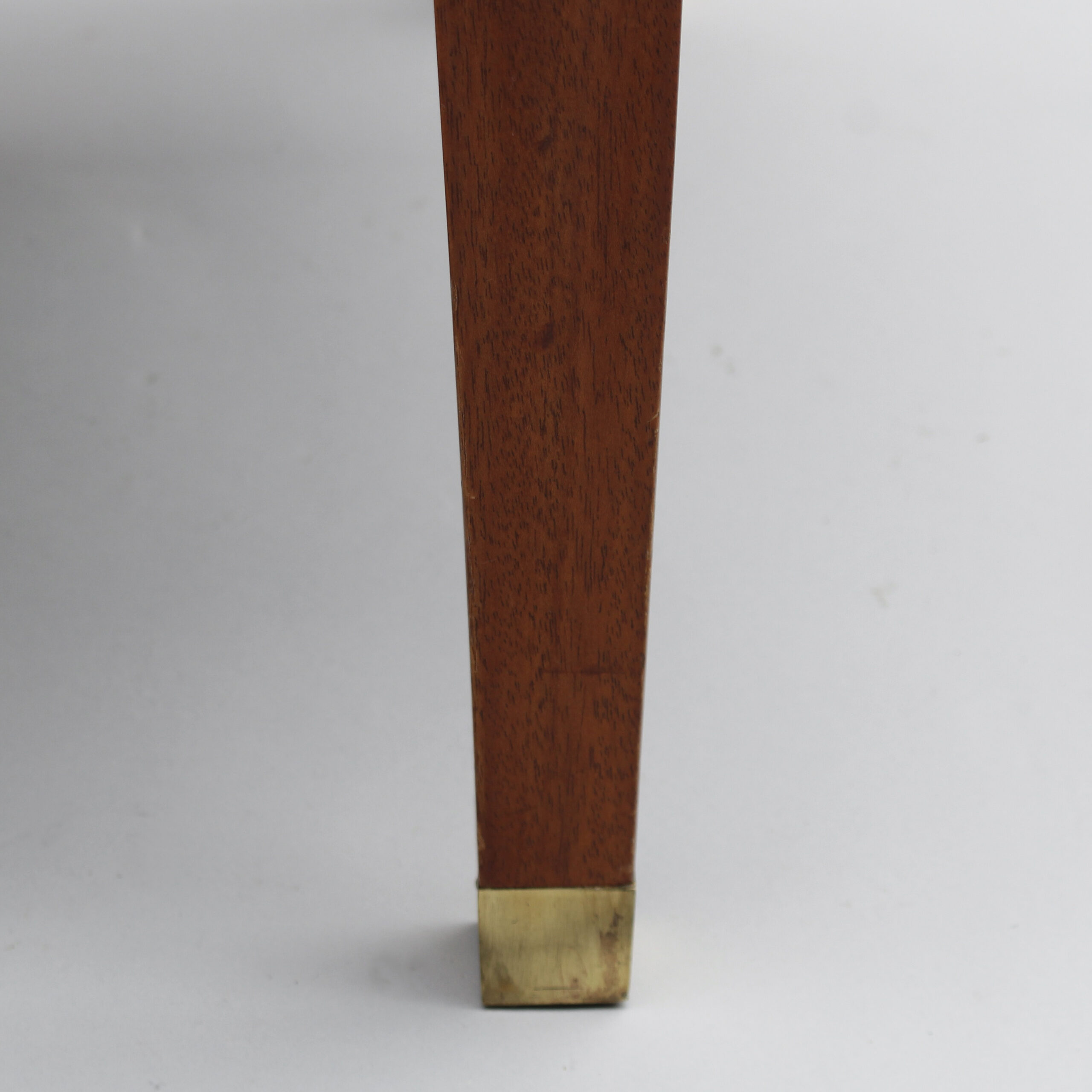 Set of 12 Fine French 1950s Mahogany and Leather Dining Chairs by Jacques Adnet - Image 15