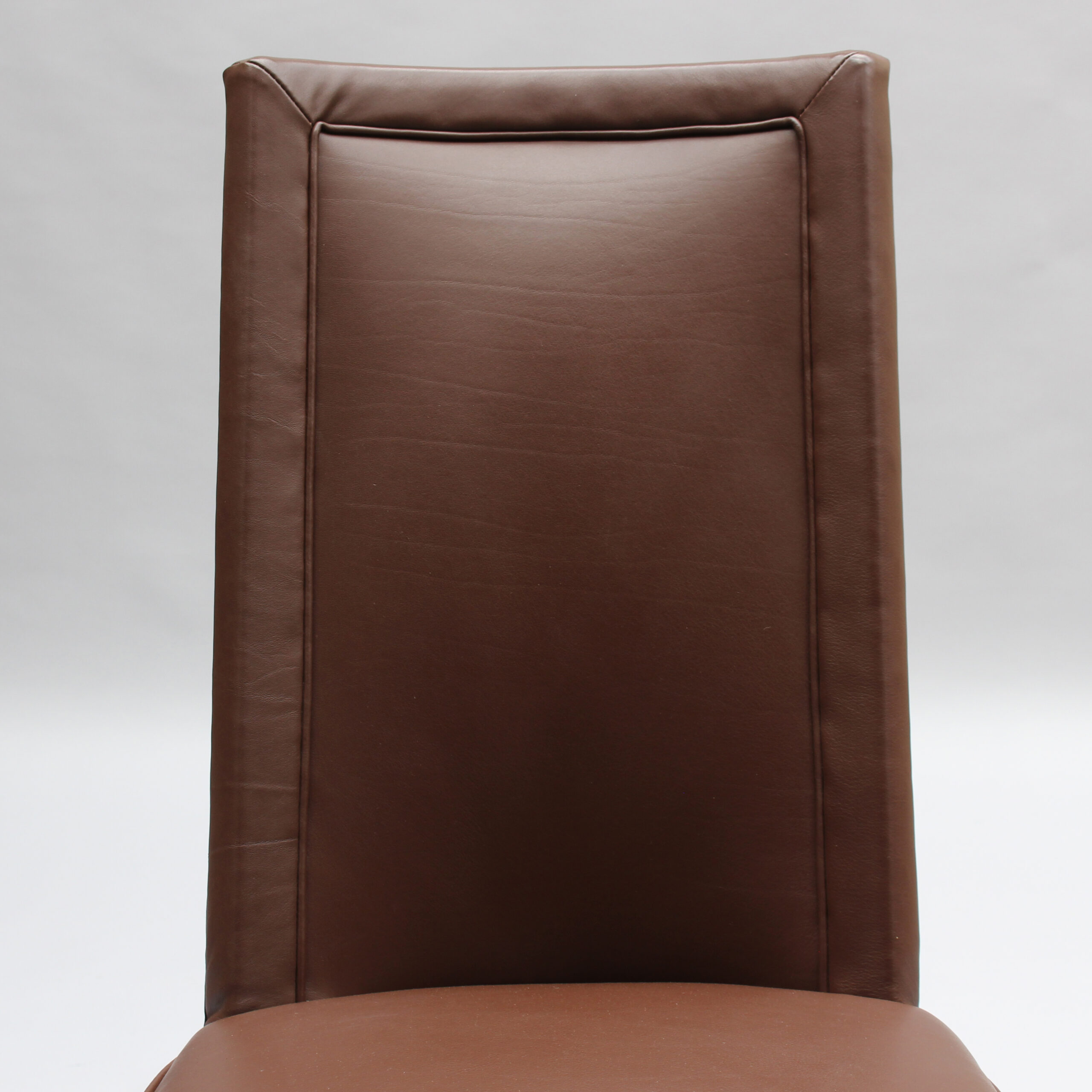 Set of 12 Fine French 1950s Mahogany and Leather Dining Chairs by Jacques Adnet - Image 9