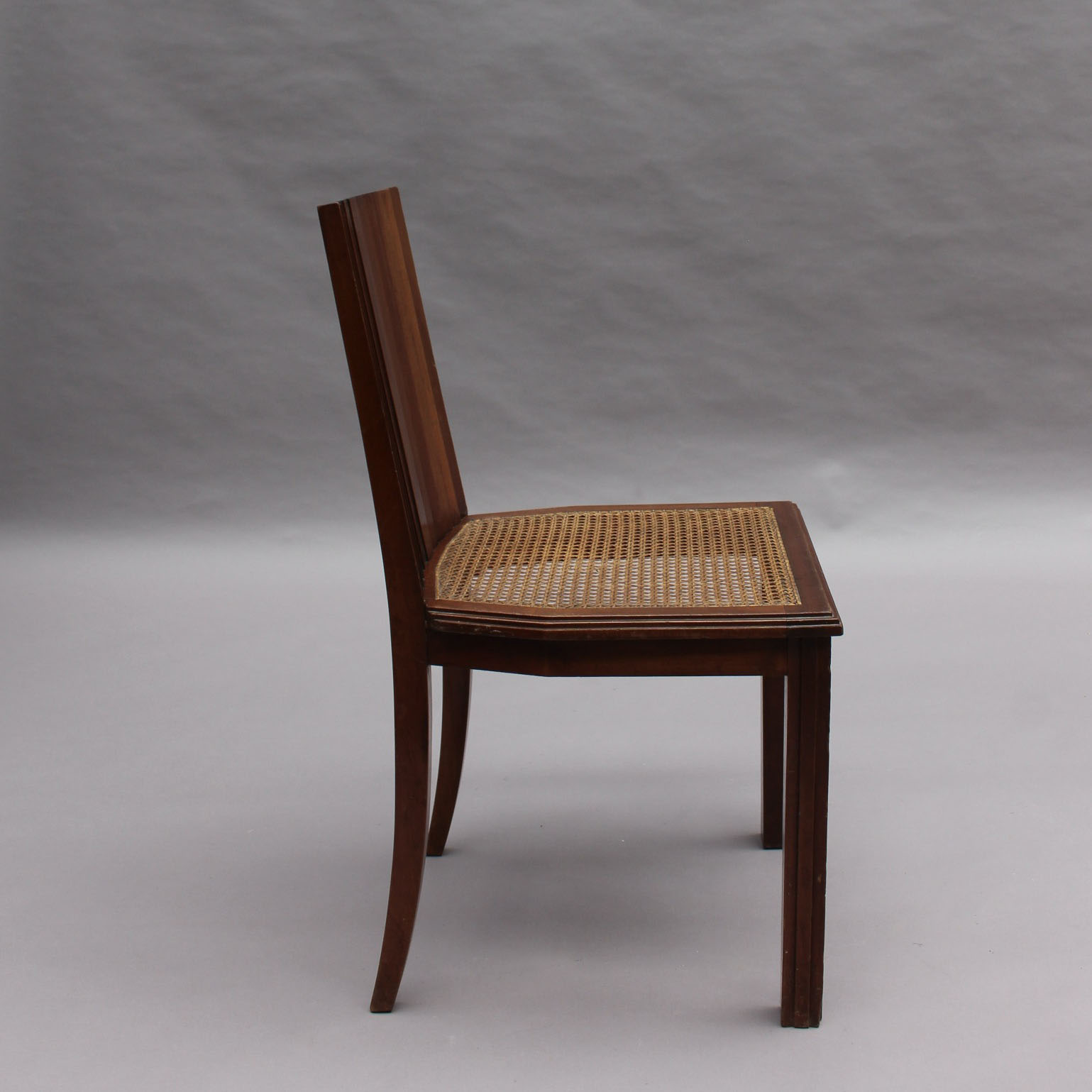 6 Fine French 1940s Solid Mahogany and Cane Side Chairs - Image 7