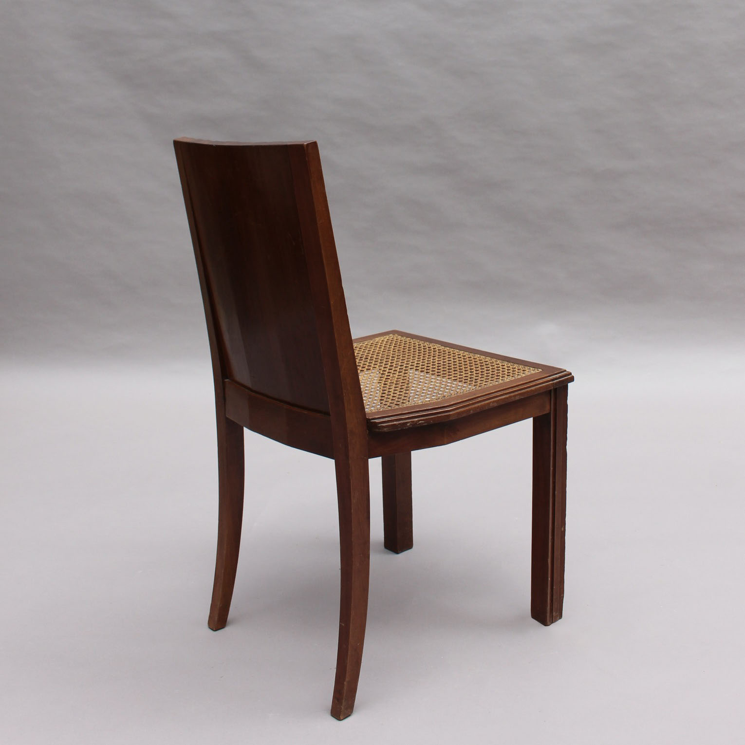 6 Fine French 1940s Solid Mahogany and Cane Side Chairs - Image 8