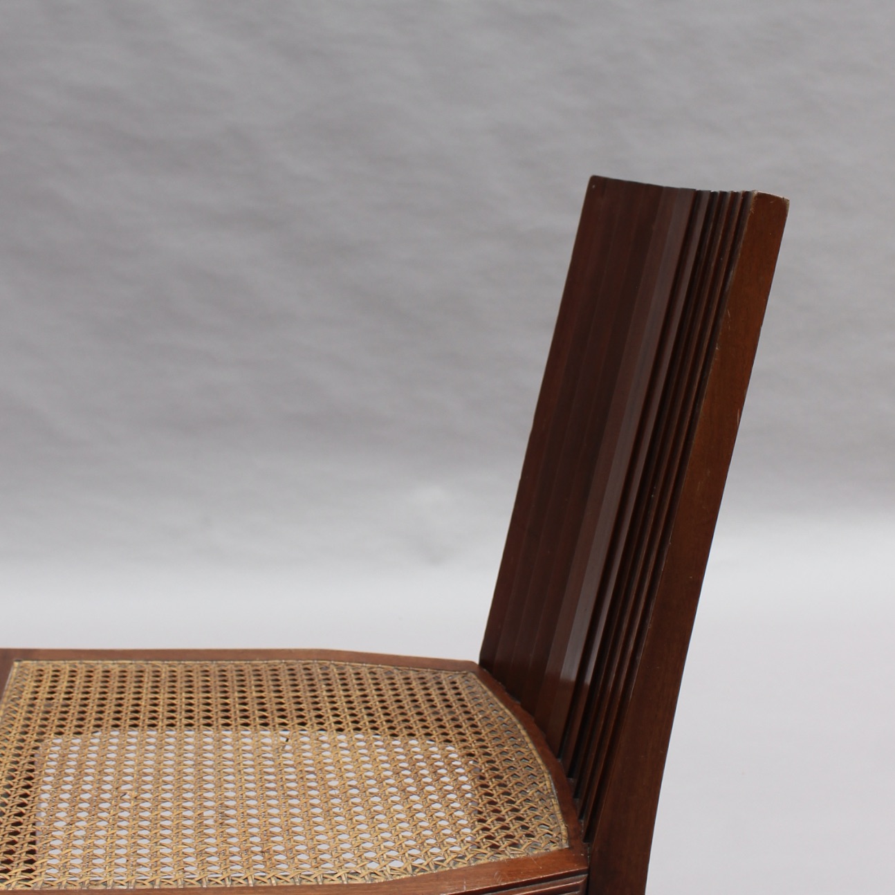 6 Fine French 1940s Solid Mahogany and Cane Side Chairs - Image 11