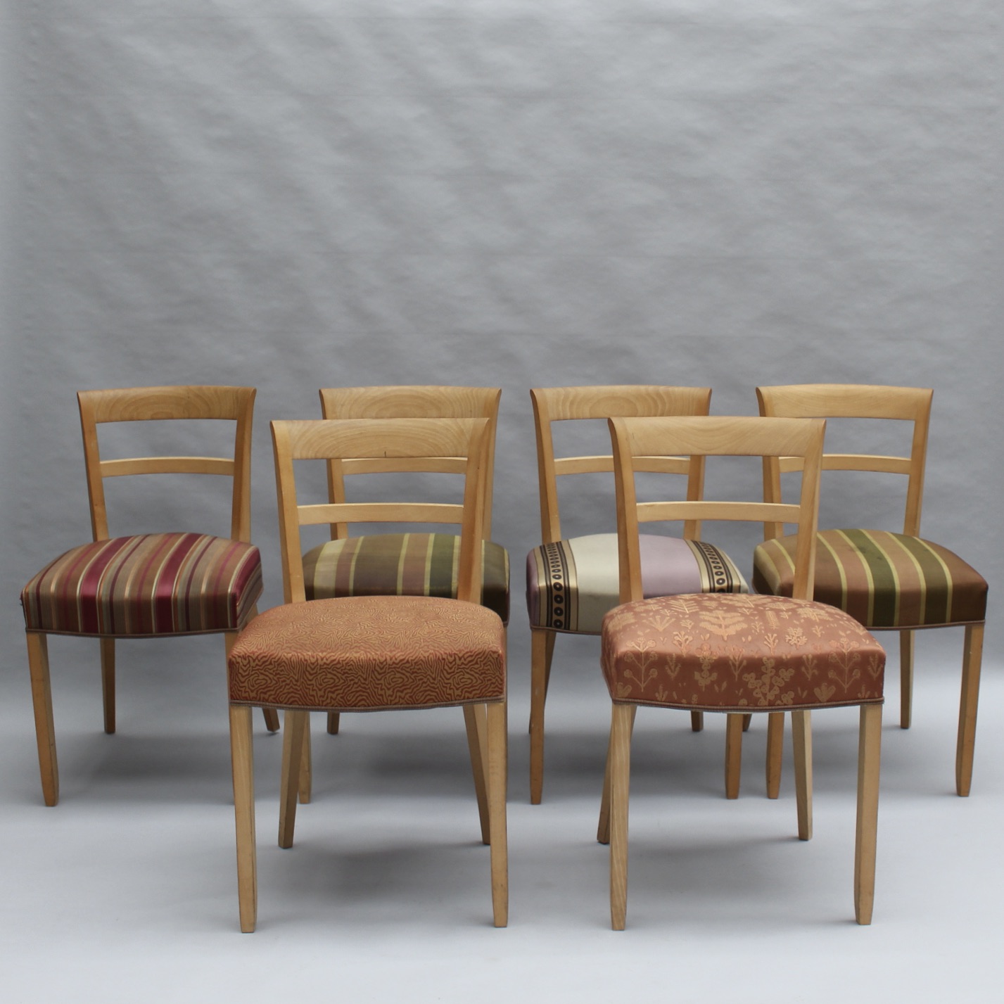 Set of 6 Fine French Art Deco Beech Dining Chairs - Image 3