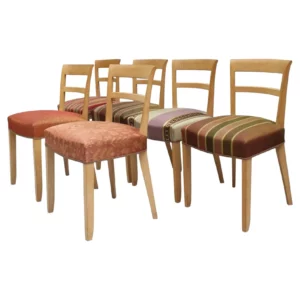 Set of 6 Fine French Art Deco Beech Dining Chairs