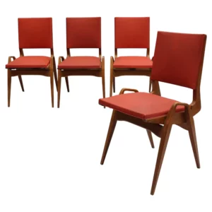 4 French 1950s Oak Chairs by Ségalot