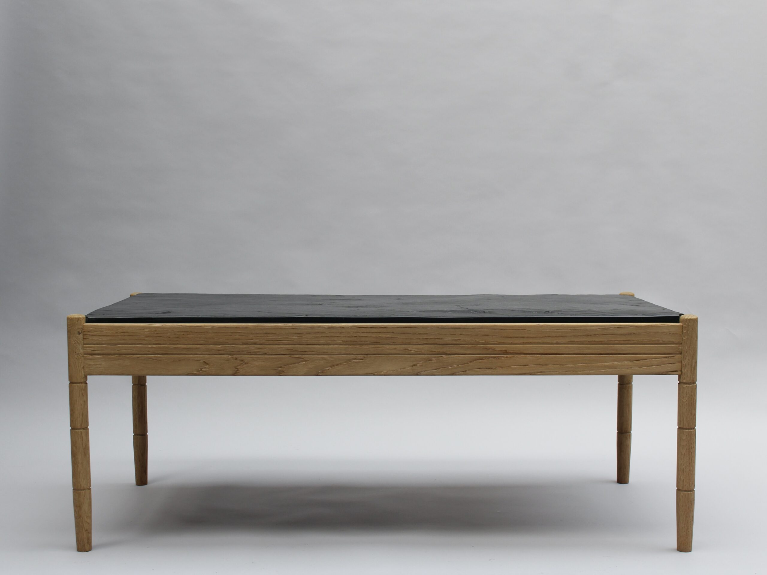 A French 1950s Sandblasted Oak and Slate Coffee Table - Image 3