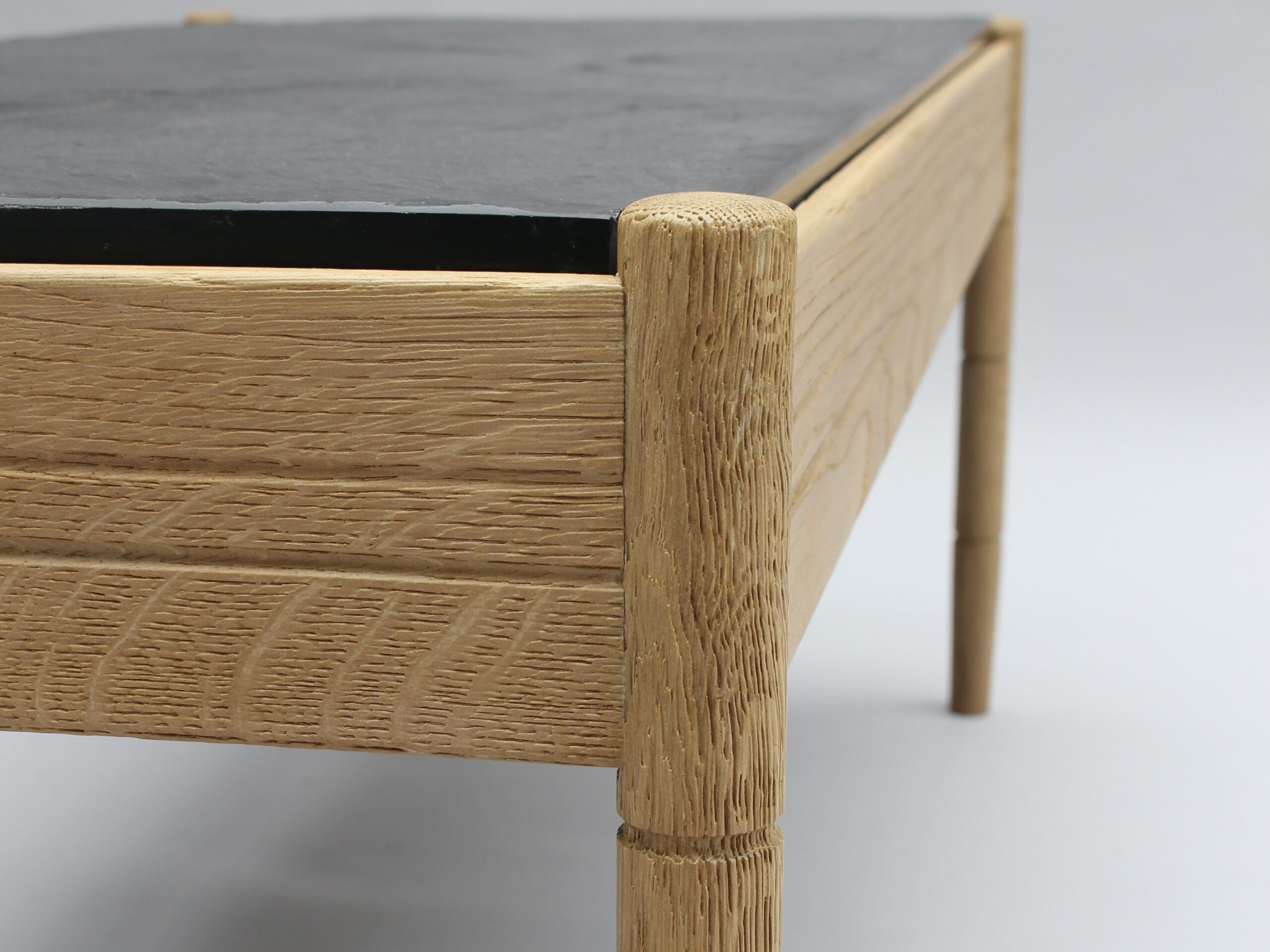 A French 1950s Sandblasted Oak and Slate Coffee Table - Image 10