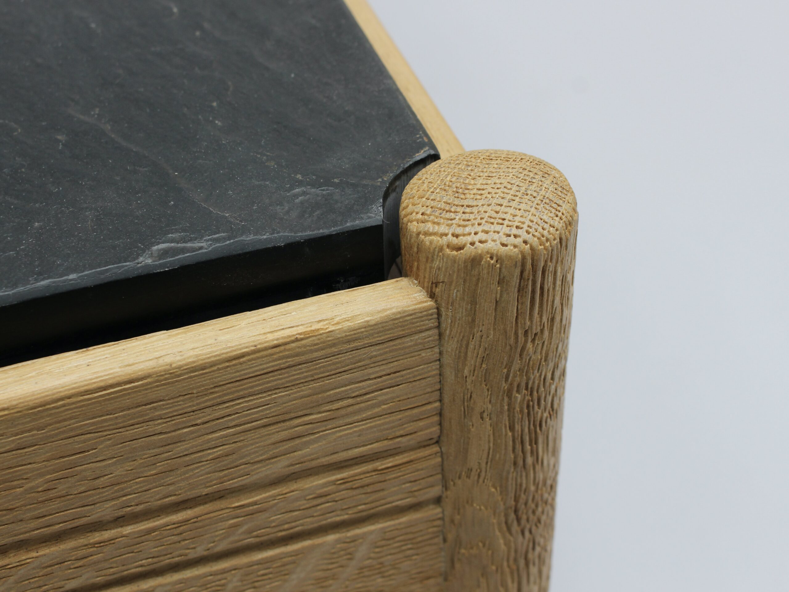 A French 1950s Sandblasted Oak and Slate Coffee Table - Image 11