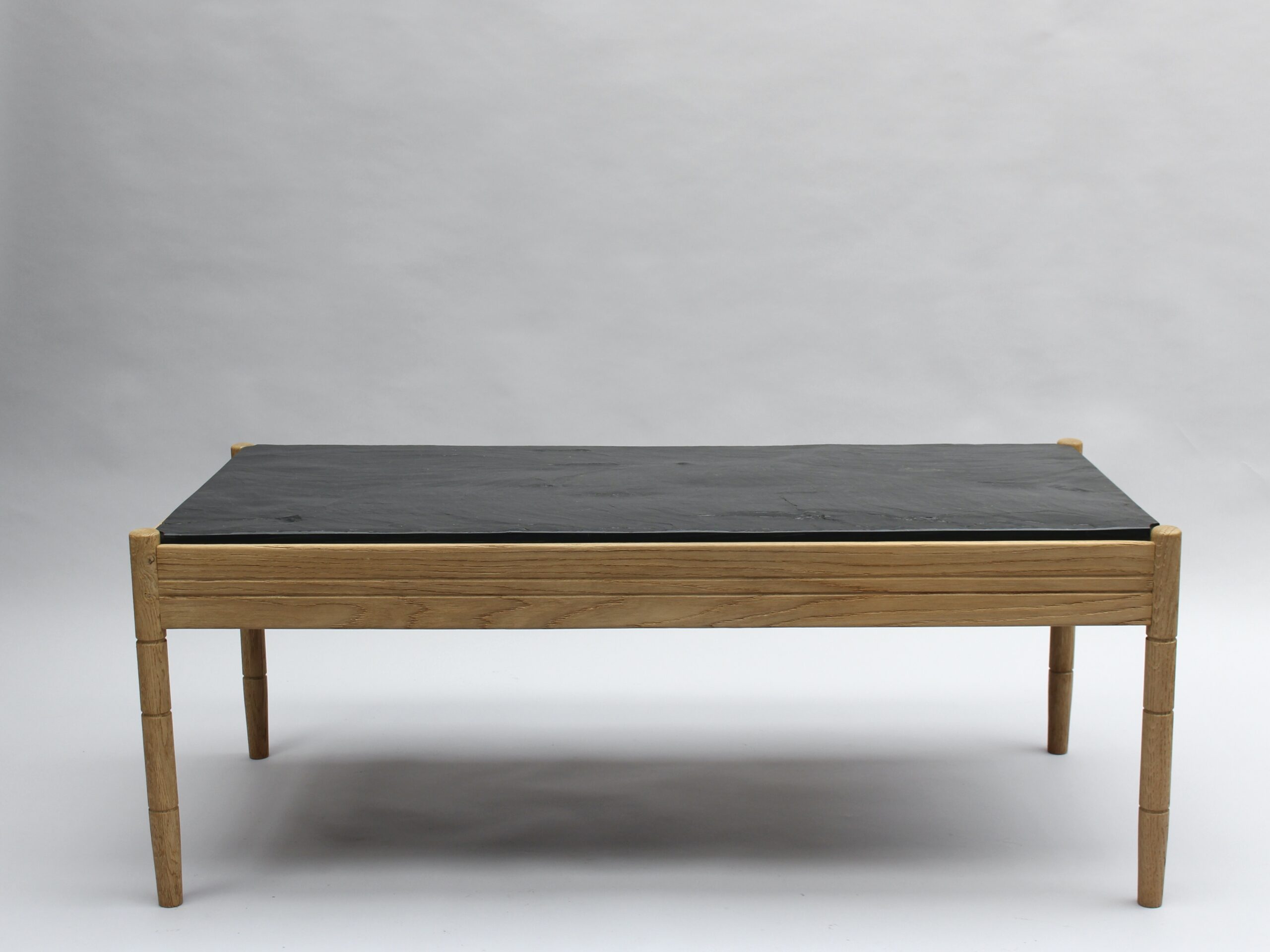 A French 1950s Sandblasted Oak and Slate Coffee Table - Image 6