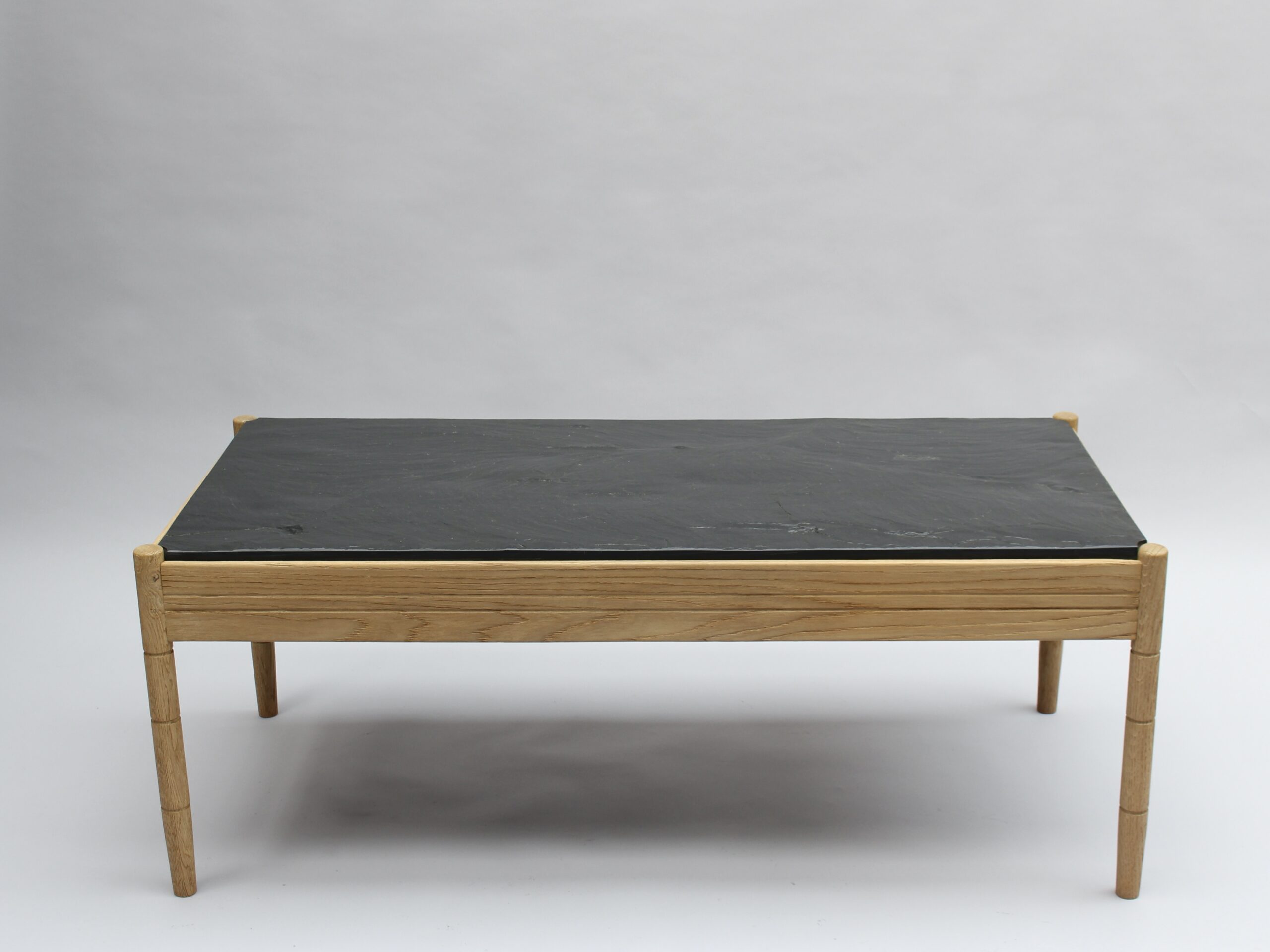 A French 1950s Sandblasted Oak and Slate Coffee Table - Image 2