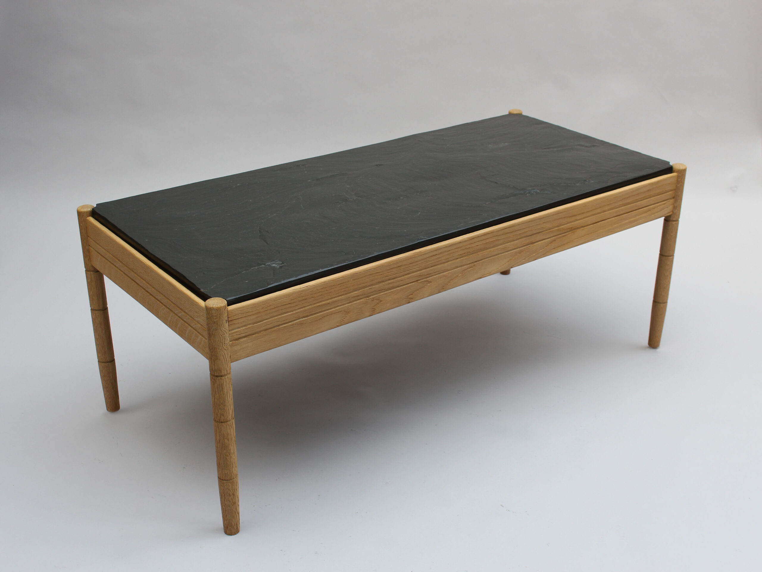 A French 1950s Sandblasted Oak and Slate Coffee Table - Image 15