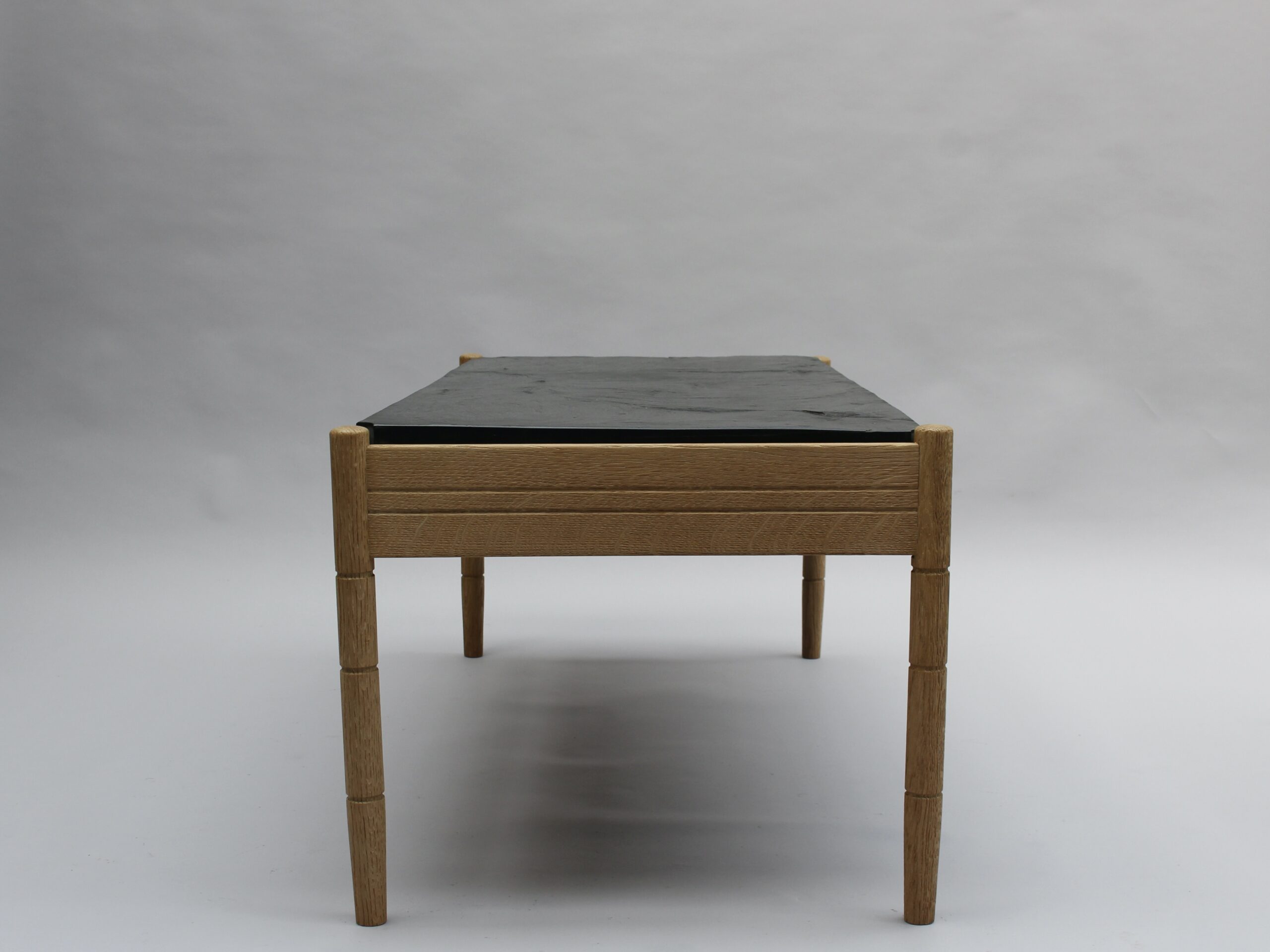 A French 1950s Sandblasted Oak and Slate Coffee Table - Image 5
