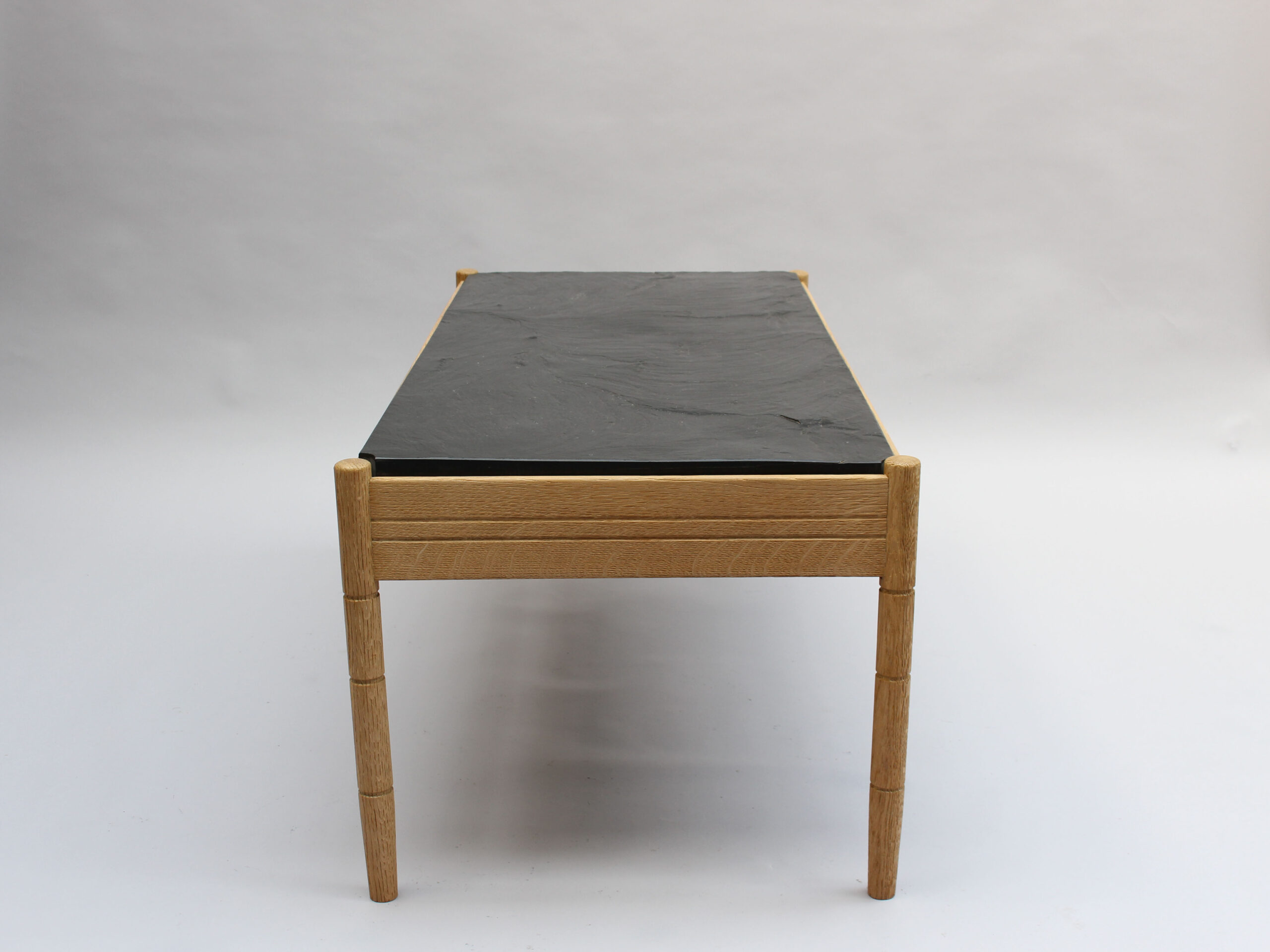 A French 1950s Sandblasted Oak and Slate Coffee Table - Image 7