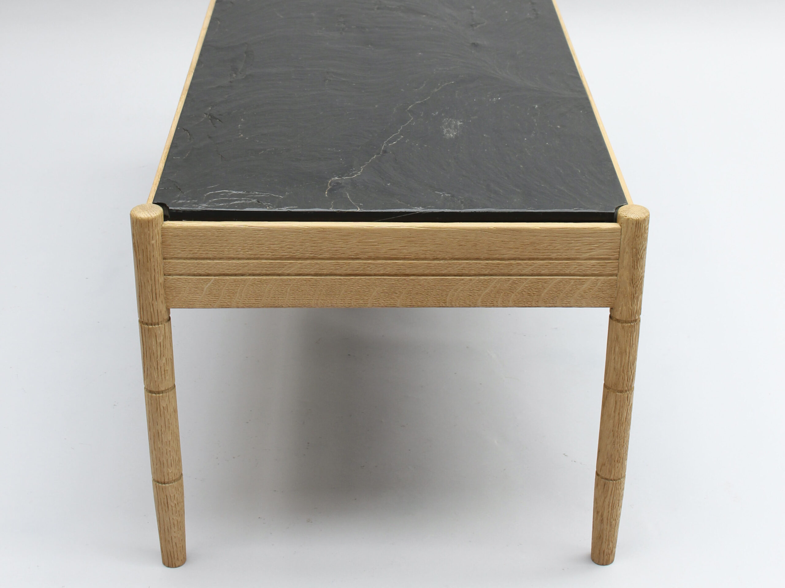 A French 1950s Sandblasted Oak and Slate Coffee Table - Image 8
