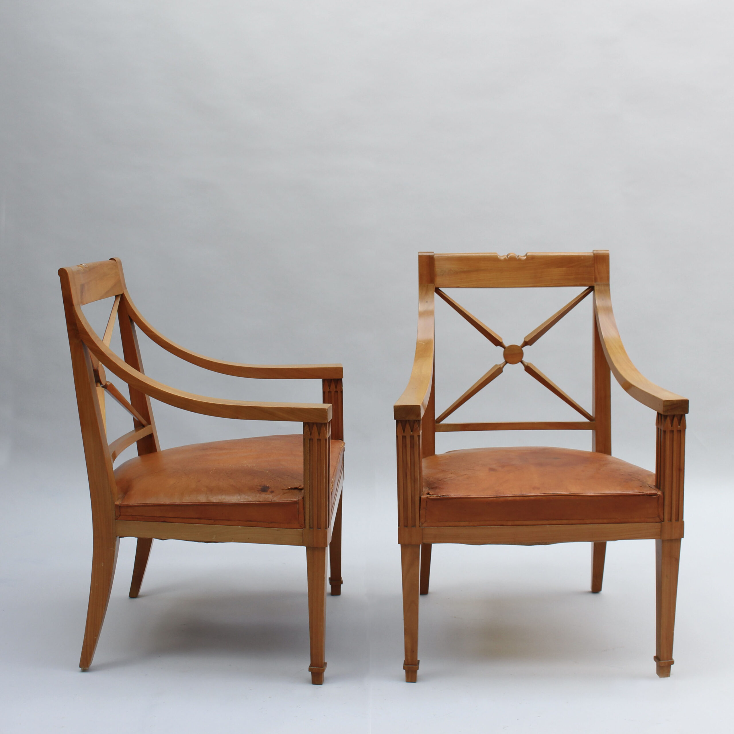Pair of Fine French 1950s Cherry Armchairs by André Arbus - Image 6