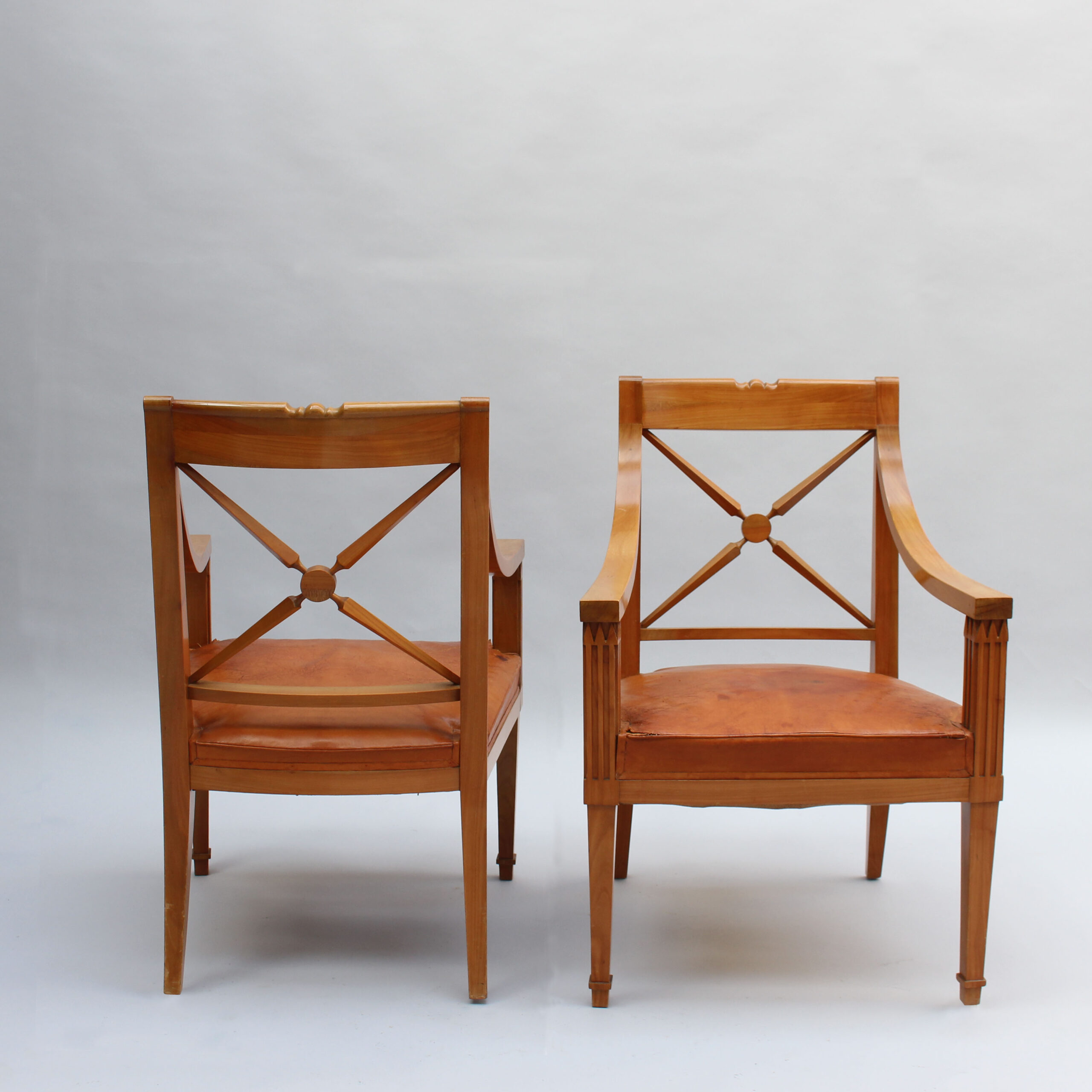 Pair of Fine French 1950s Cherry Armchairs by André Arbus - Image 5