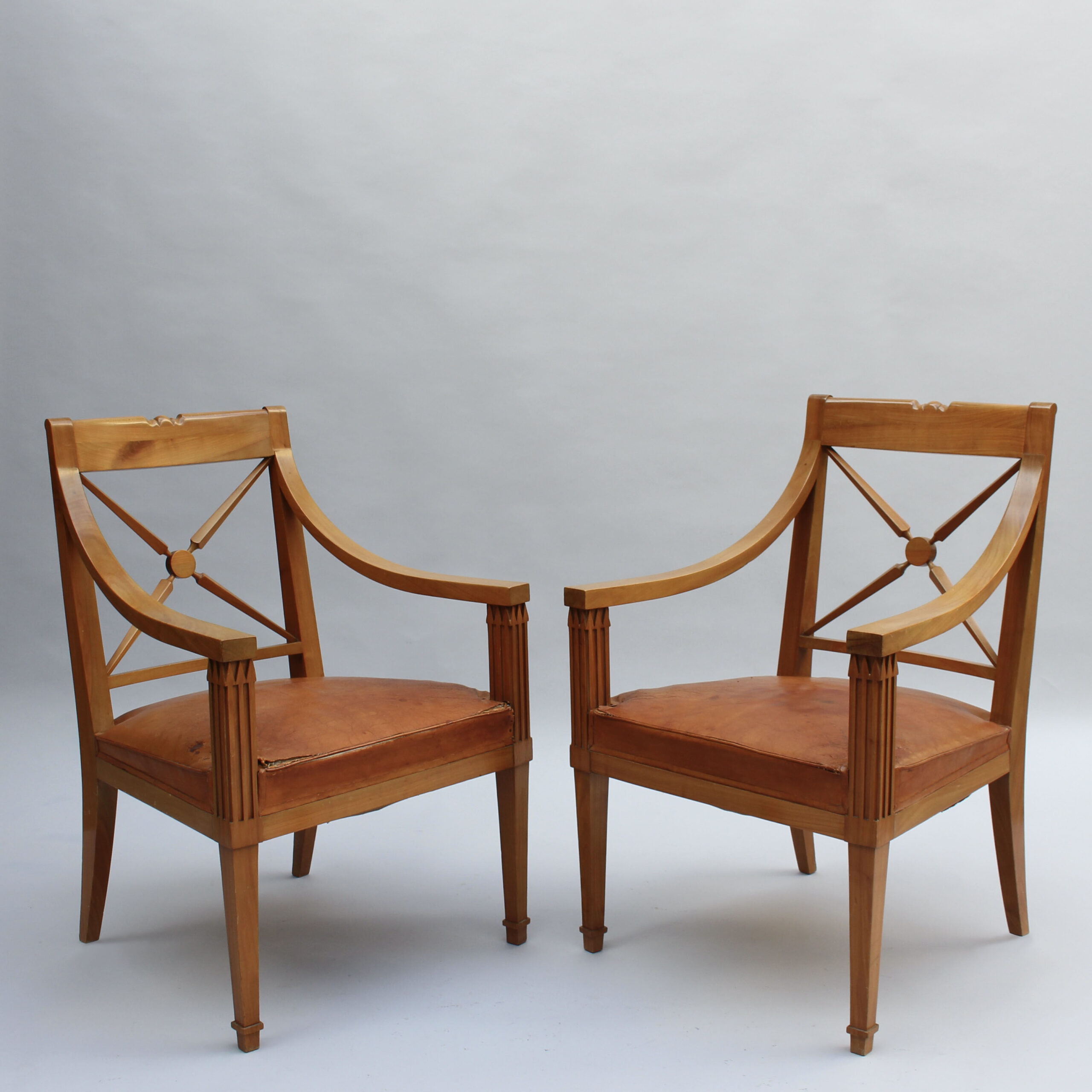 Pair of Fine French 1950s Cherry Armchairs by André Arbus - Image 3