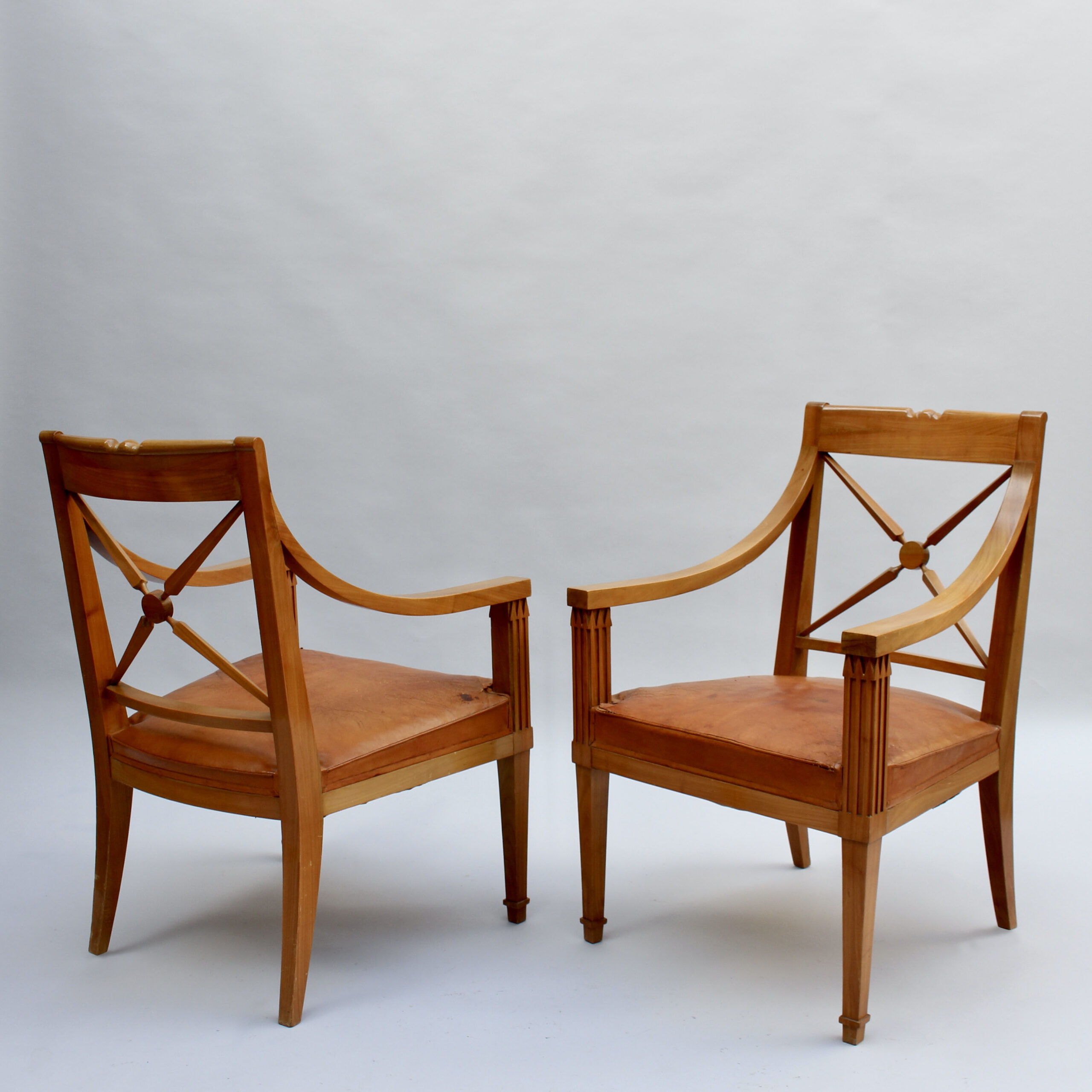 Pair of Fine French 1950s Cherry Armchairs by André Arbus - Image 4