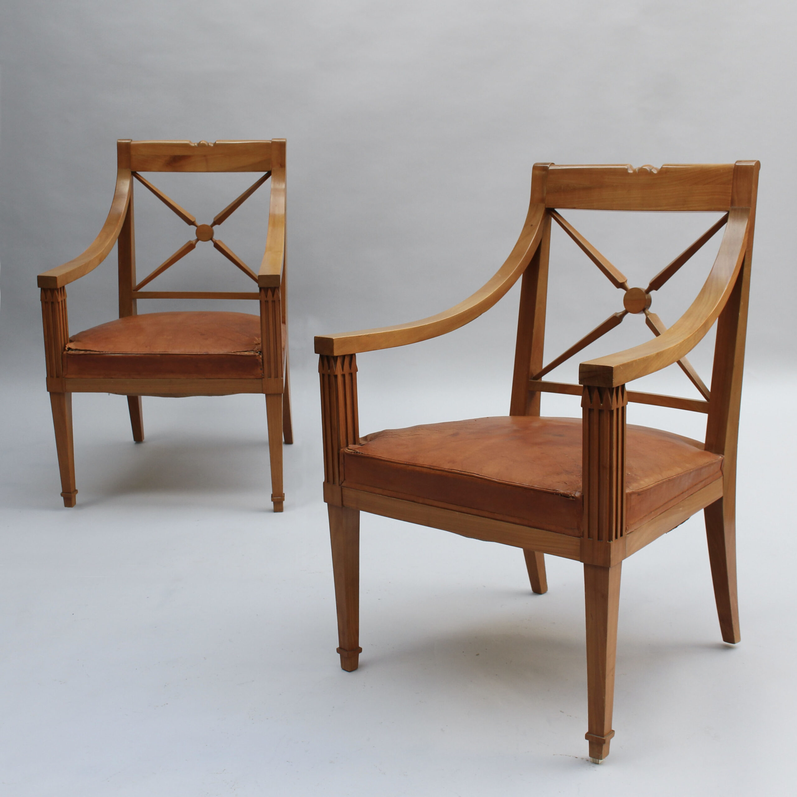 Pair of Fine French 1950s Cherry Armchairs by André Arbus - Image 2