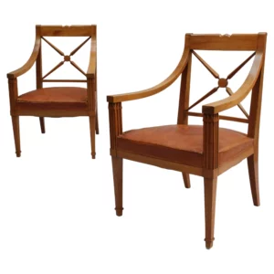 Pair of Fine French 1950s Cherry Armchairs by André Arbus