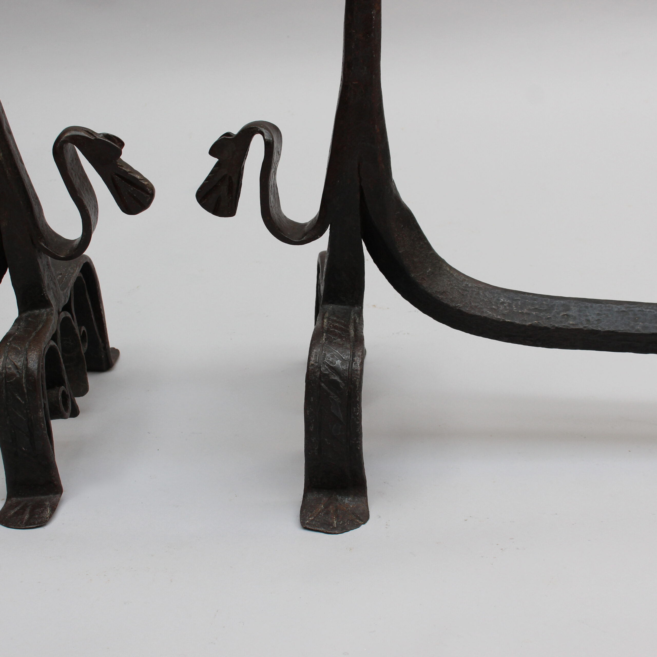 Pair of French 1950s Wrought Iron Sculptural Andirons Attributed to André Arbus - Image 8