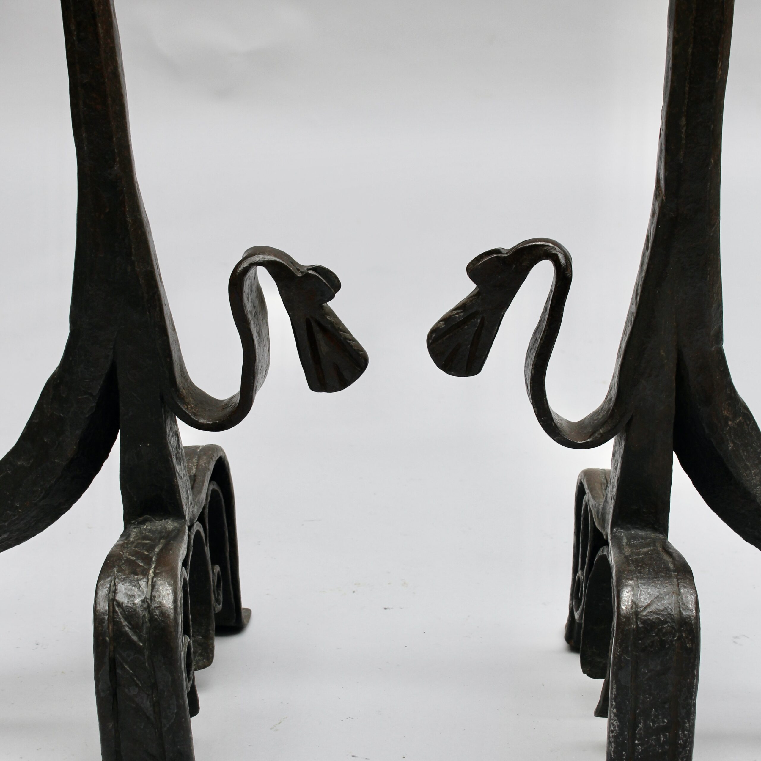 Pair of French 1950s Wrought Iron Sculptural Andirons Attributed to André Arbus - Image 7